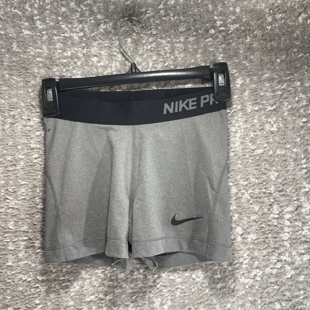NIKE PRO Women Biker Shorts Small Gray‎ Black 3" Training Polyester Sports